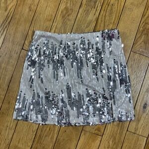 NEW Madden NYC Womens Silver Sequin Mini Skirt Party Night Out Size XS